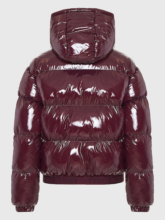 Women's Puffer Jacket for Winter with Hood Burgundy