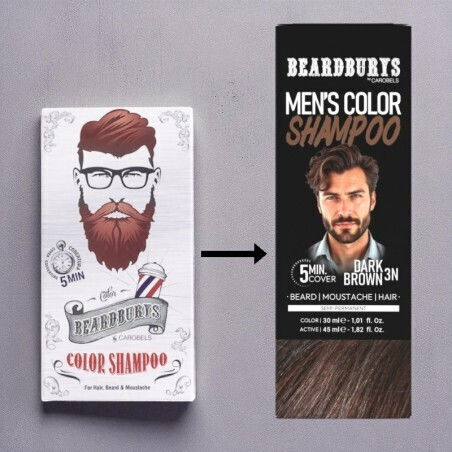 Beardburys Dark Brown 3n Color Shampoo Hair Beard & Moustache