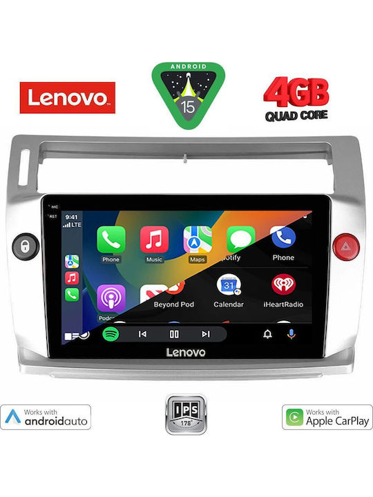 Lenovo Car Audio System for Citroen C4 2004-2011 (Bluetooth/USB/AUX/WiFi/GPS/Apple-Carplay/Android-Auto) with Touch Screen 9"