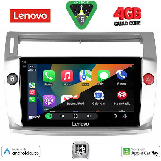 Lenovo Car Audio System for Citroen C4 2004-2011 (Bluetooth/USB/AUX/WiFi/GPS/Apple-Carplay/Android-Auto) with Touch Screen 9"