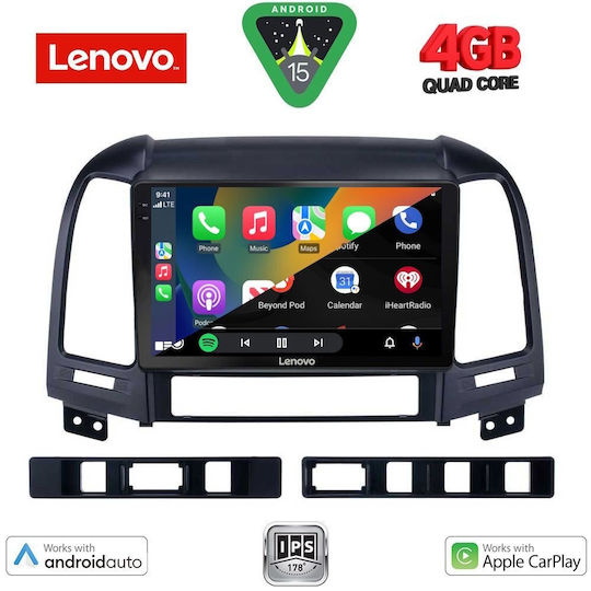 Lenovo Ηχοσύστημα Αυτοκινήτου για Hyundai Santa Fe 2005-2013 (Bluetooth/USB/AUX/WiFi/GPS/Apple-Carplay/Android-Auto) με Οθόνη Αφής 9"