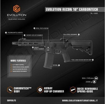 Evolution Αεροβόλο Airsoft Recon 10'' Carbontech 6mm / 8mm