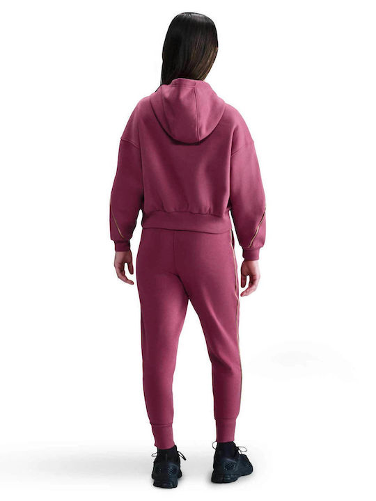 Fleece Επένδυση Παιδικό Φούτερ Cropped με Κουκούλα Red Nsw Club