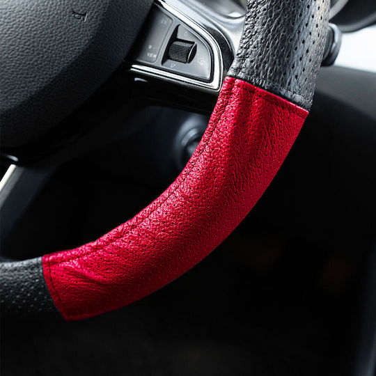 Husă Volan din Piele Naturală Roșie Perforată 37-39 Cm Mega Drive