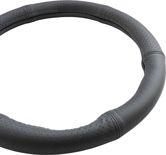 Umbrella Car Steering Wheel Cover Leather Black with Black Stitching