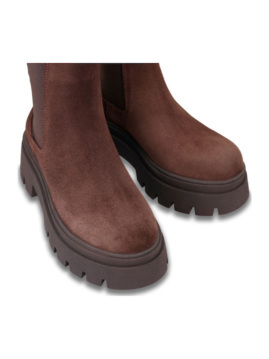 Wildleder Stiefeletten Damen Braun
