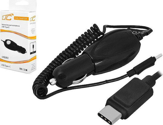 LTC Audio Автомобилен Зарядно Устройство 10W 2.1A Бързо Зареждане с Портове 1xUSB-A 1xType-C с Type-C Кабел Черен Цвят