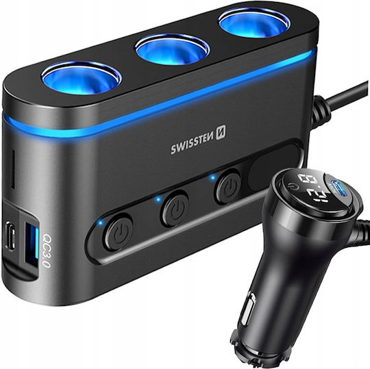 Swissten Încărcător Auto 30W 10A Încărcare Rapidă cu un Port: 1xUSB Negru Culoare