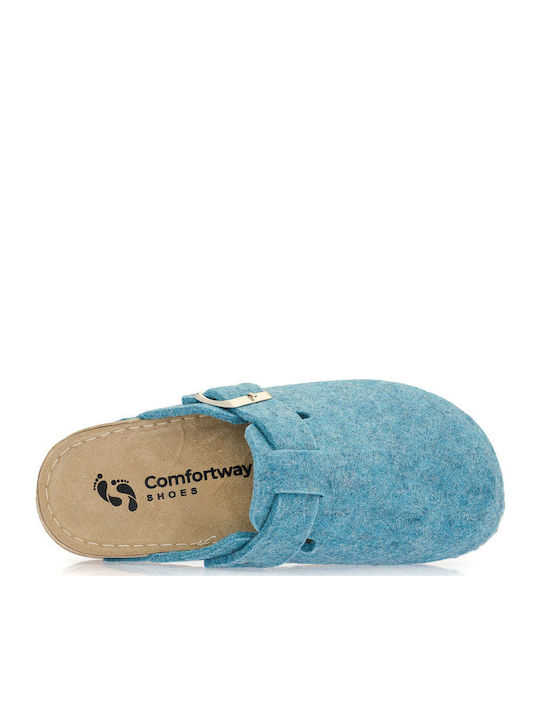 Anatomical Woolen Women's Slippers Light Blue