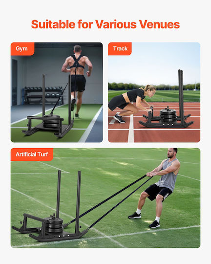 Vevor Steel Weight Sled Power Sled Strength Training Sleds Speed Improvement Athletic Exercise Crossfit Equipment Gym Equipment Handle Compatible with Weight Plates 25/51 mm Black