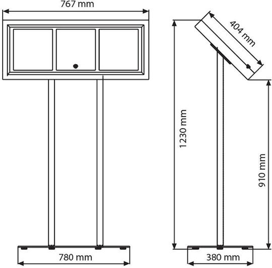 Restaurant Menu Board 3 Sheets A4 H123x76.7x38cm