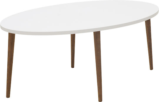 Masa De Cafea Centrală Ovală Barton Din Lemn Alb - Maro L91xL45xÎ40cm