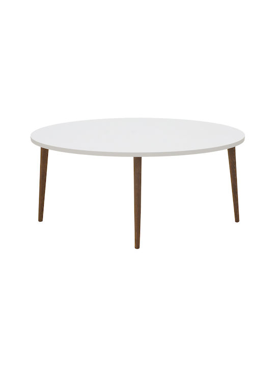 Oval Central Coffee Table Barton Wooden White - Brown W91xL45xH40cm