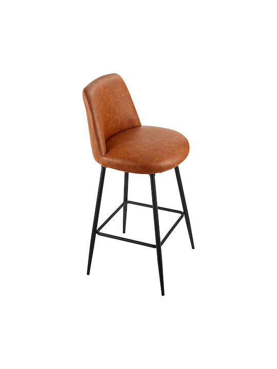 Stool Bar with Backrest Upholstered with Leatherette Coffee 2pcs