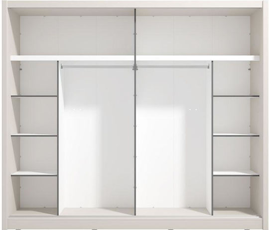 Double Door Wardrobe Sliding Albi with Mirror Cashmere 245x60x216cm