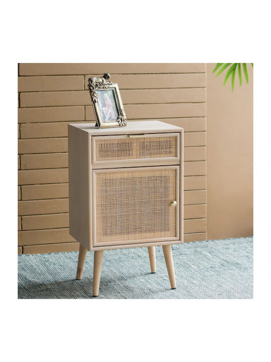 Wooden Bedside Table Beige 42x34.5x71cm