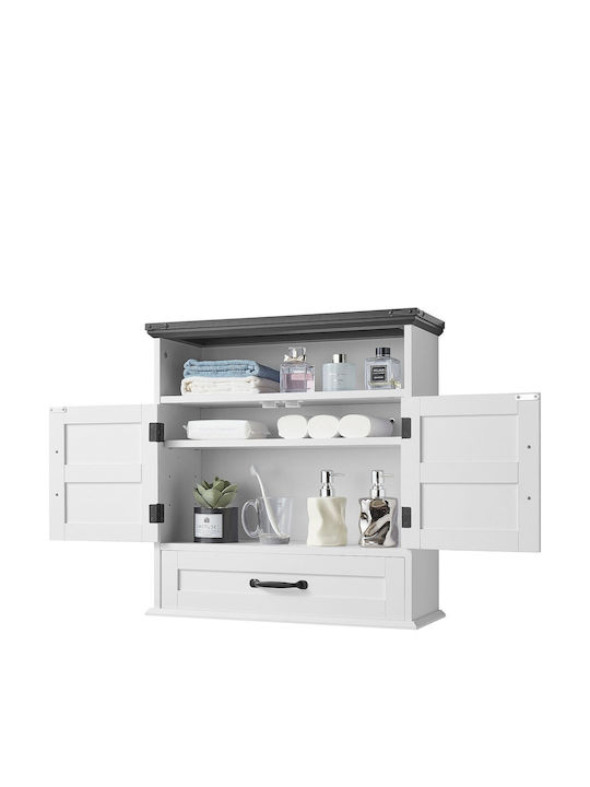 Vevor Wall Mounted Bathroom Shelf Wooden 61x23x63.7cm White
