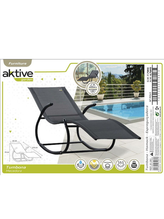 Ξαπλώστρα Μεταλλική με Μαξιλάρι Μαύρη 172x75x53εκ.