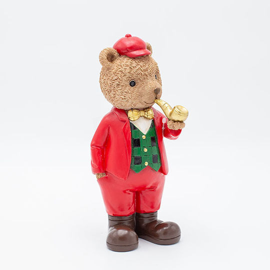 Estheti Decorative Polyresin Bear Vintage Green Red 2 Designs 10x21cm 2 Pieces