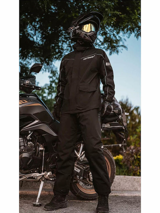 Motowolf MDL0403B Ανδρικό Αδιάβροχο Σετ Παντελόνι και Μπουφάν Μηχανής Μαύρο Χρώμα