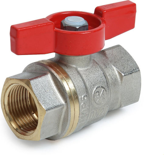 Comutatoare si robinete apa Giacomini R951x024 cu conector filet interior 3/4” Nichelate din alamă cu mâner în T roșu