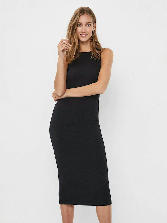Sommer Midi Damenkleid Schwarz