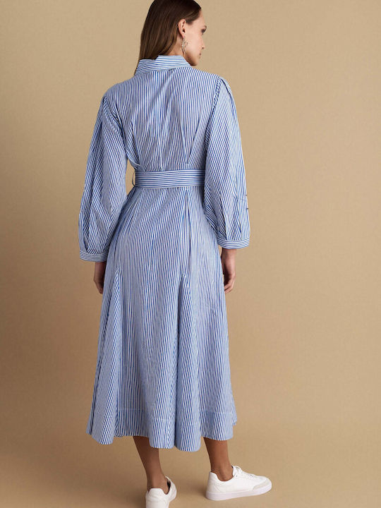 Sommer Midi Hemdkleid Blau