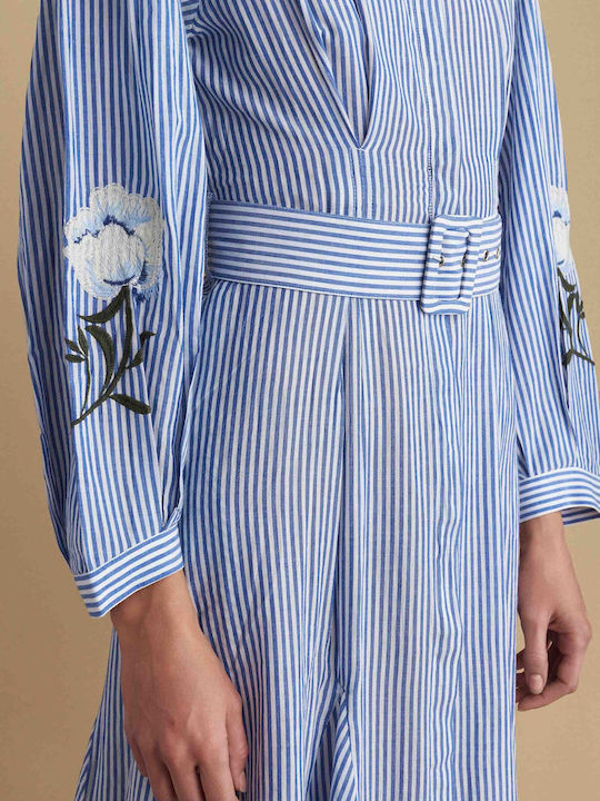 Sommer Midi Hemdkleid Blau