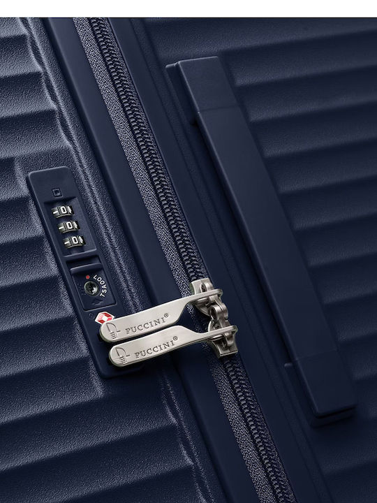 Puccini Monte Carlo Cabin Hard Suitcase Navy Blue with 4 Wheels Height 53.5cm
