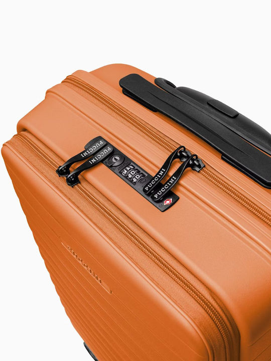Puccini Seoul Βαλίτσα Ταξιδίου Καμπίνας Σκληρή Orange με 4 Ρόδες Ύψους 56εκ.