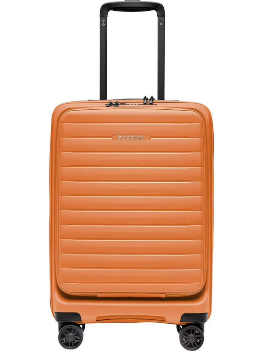 Puccini Seoul Βαλίτσα Ταξιδίου Καμπίνας Σκληρή Orange με 4 Ρόδες Ύψους 56εκ.