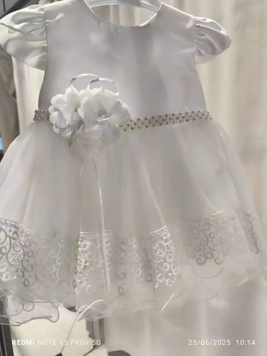 Kinderkleid Kurzärmelig Tüll Set aus 2 mit Zubehör Weiß