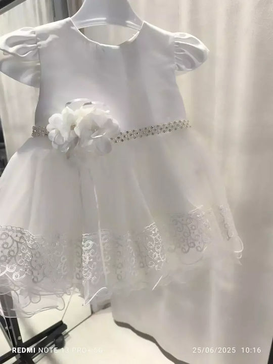 Kinderkleid Kurzärmelig Tüll Set aus 2 mit Zubehör Weiß
