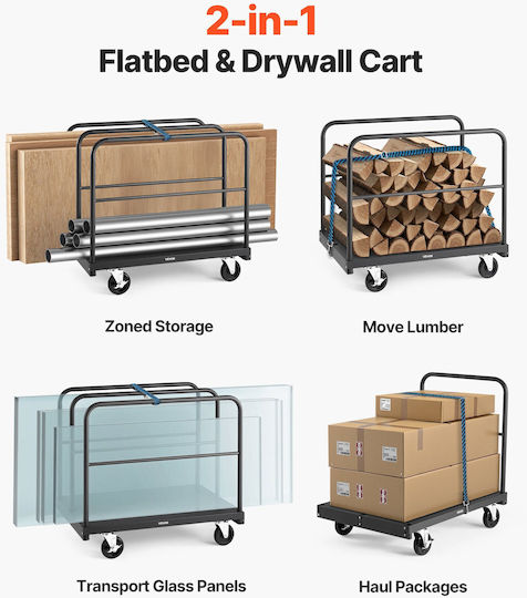 Vevor Transport Trolley for Weight Load up to 816kg Gray