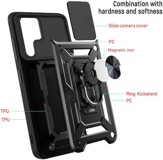 Slide Cover Back Cover Metallic Black (Poco M7)