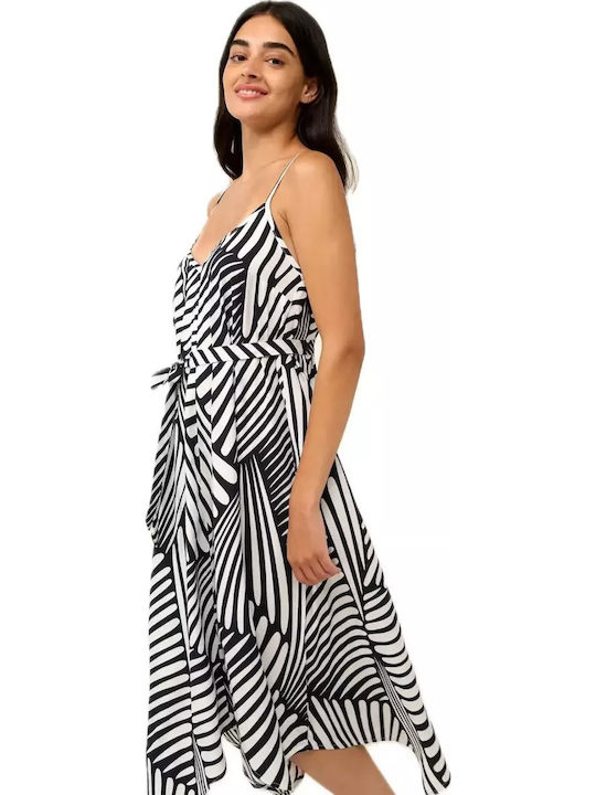 Summer Midi Slip Dress White-Black