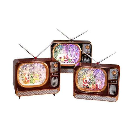 Christmas Lantern Illuminated Decorative Television with Santa Claus Battery 21x24cm