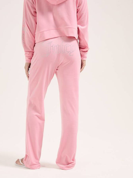Juicy Couture Tina Classic Παντελόνι Φόρμας Βελουτέ Pink