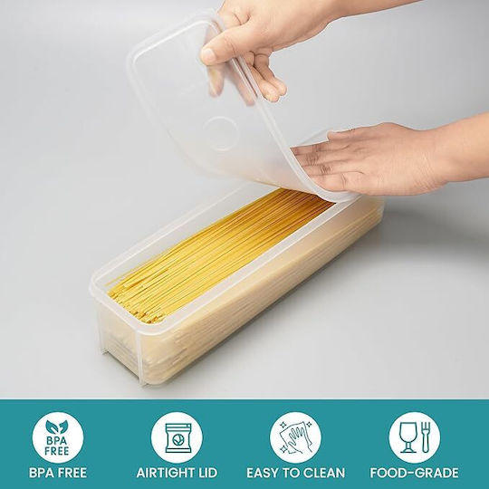 Belle Vous Set of 6 Pasta Jars with Airtight Plastic Transparent Lid 1300ml 6 Pieces