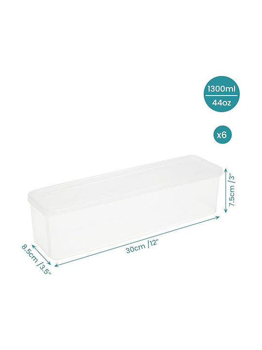 Belle Vous Set 6 Bucăți Vaze Pentru Paste Cu Capac Ermetic Plastic Transparent 1300ml 6 Bucăți