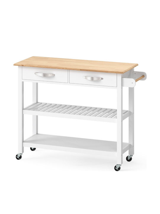 Costway Kitchen Trolley Wooden White