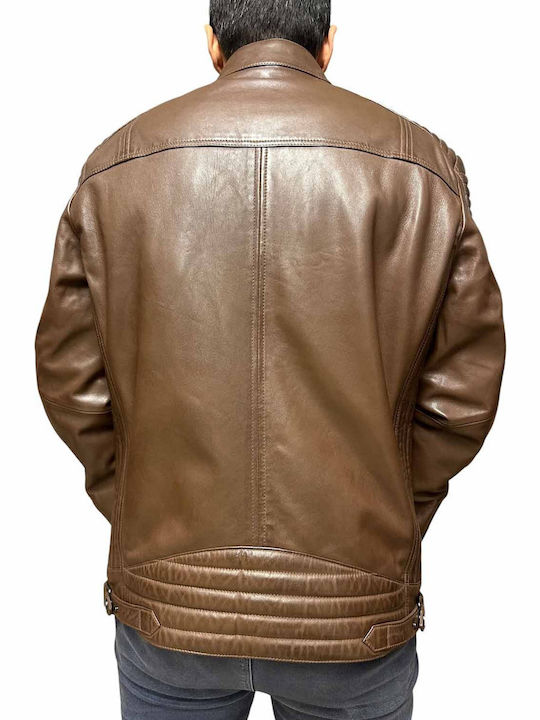 Leather Jacket Biker Brown