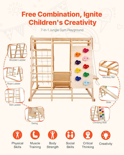 Vevor Spielplatz mit Kletterfläche 109x120x119.5cm.