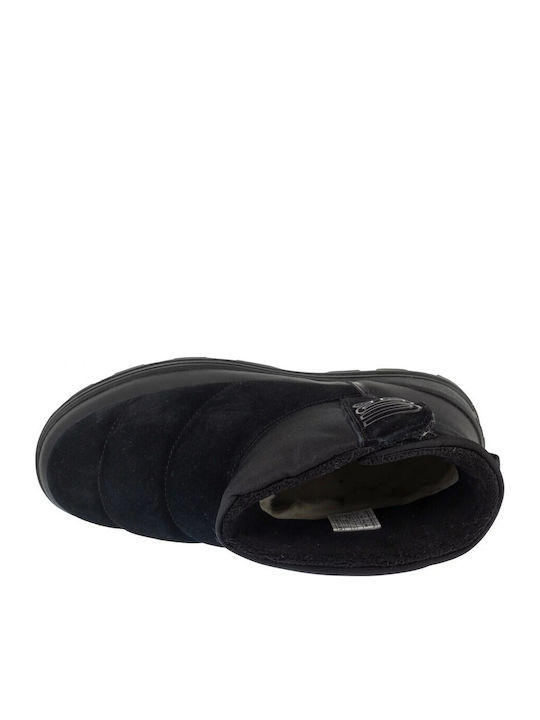 Leather Snow Boots with Zipper & Fur Classic Black