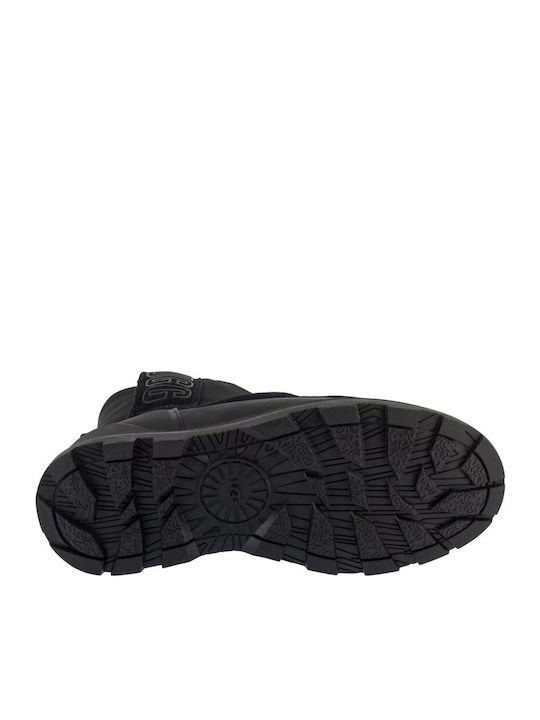 Leather Snow Boots with Zipper & Fur Classic Black