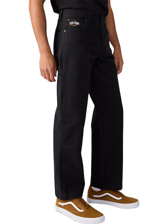 Double Knee Trousers in Regular Fit Black