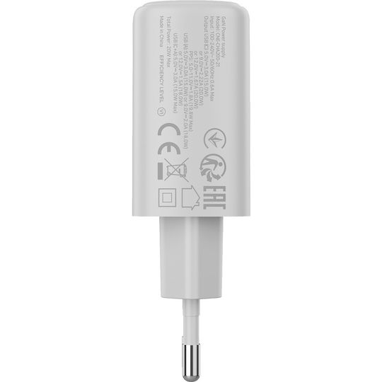 Canyon Charger Without Cable with USB-A Port and USB-C Port 20W Power Delivery / Quick Charge 3.0 Whites (OnCharge 200)