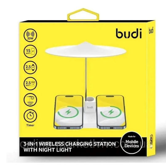 Budi Ασύρματος Φορτιστής (Qi Pad) 20W Πορτοκαλί (WL4800C)