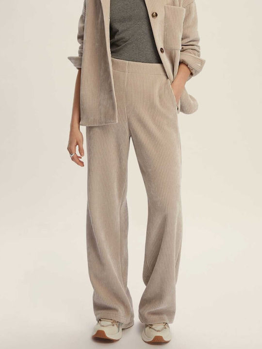 Foster Women's Fabric Trousers with Elastic Beige