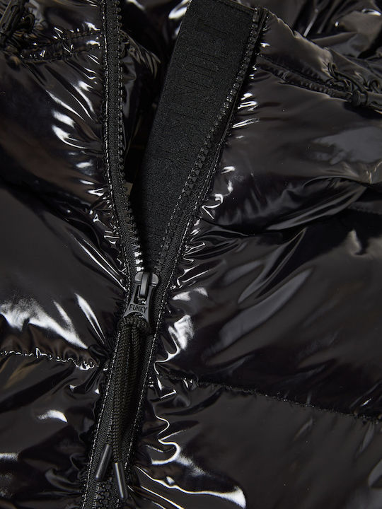 Women's Puffer Jacket for Winter with Hood Black